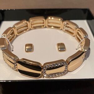 Nine West Gold and Black Bracelet with Crystal Accents